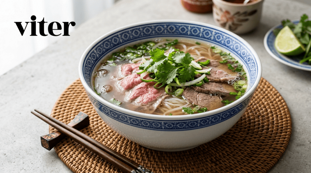 다이어트 배달음식 담백한 국물에 부드러운 소고기를 올린 베트남 쌀국수