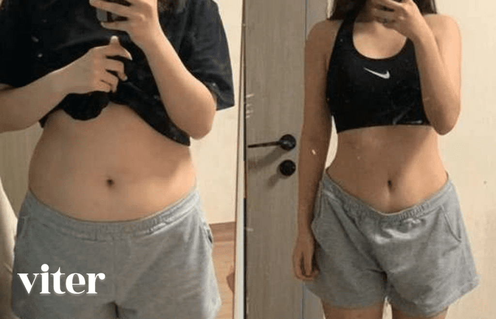 비테르 파이베린 복용 전후 허리 라인 변화 비교