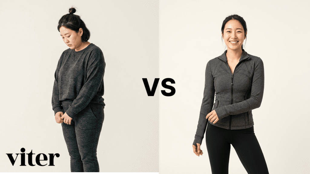 살이 빠지지 않아 우울한 여자와 다이어트에 성공한 여자