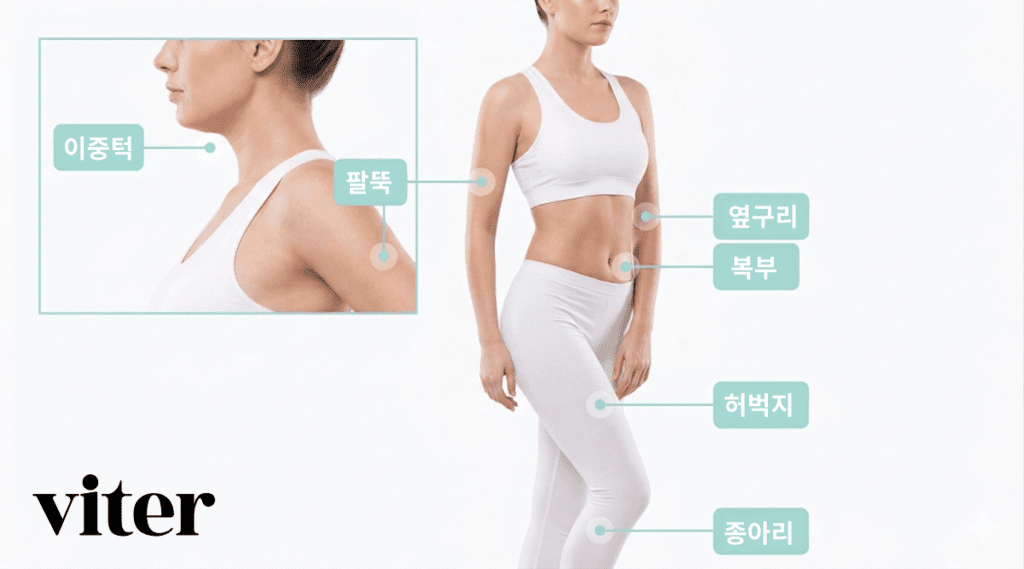 부위별 군살을 제거하는 지방분해주사 시술 부위 안내