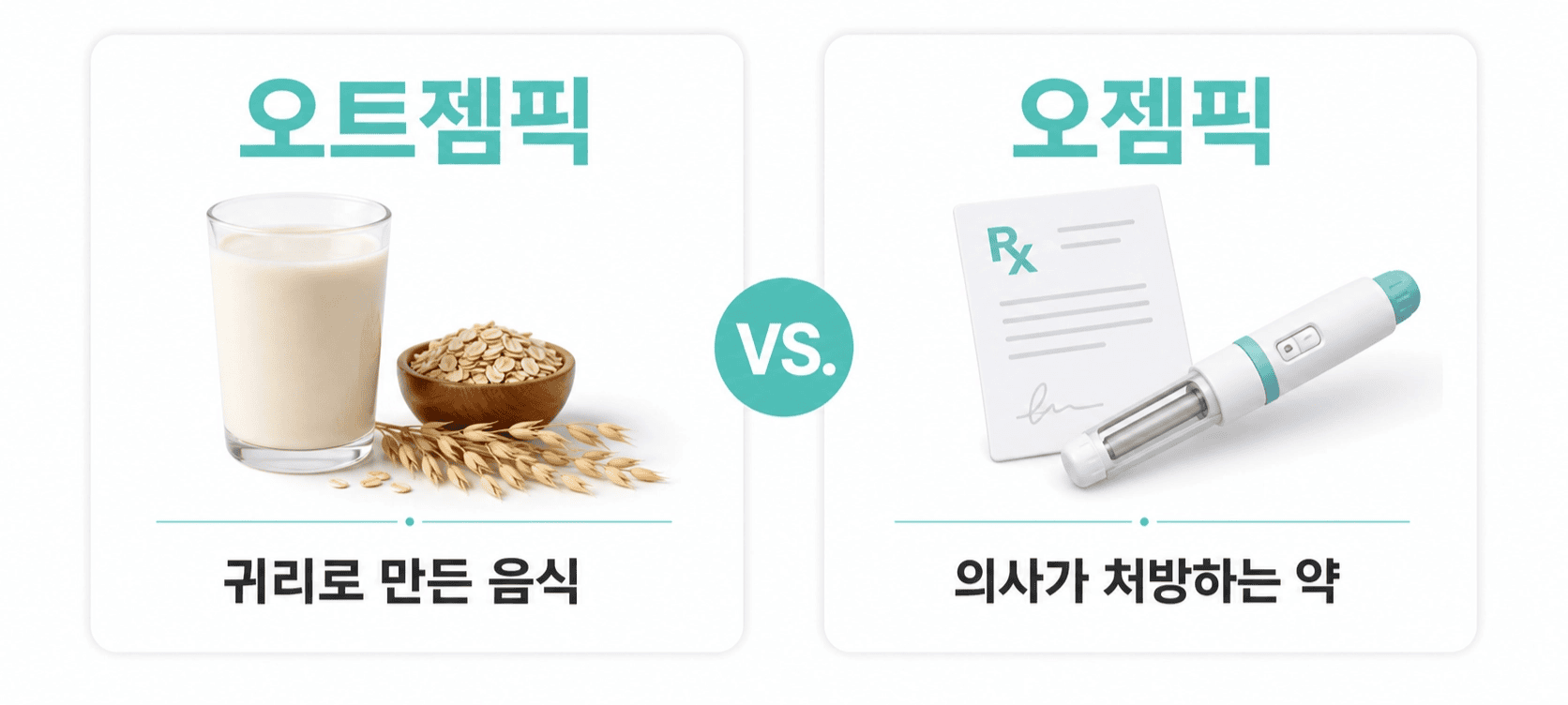 귀리 음식 오트젬픽과 의사 처방약 오젬픽을 비교 대조한다.